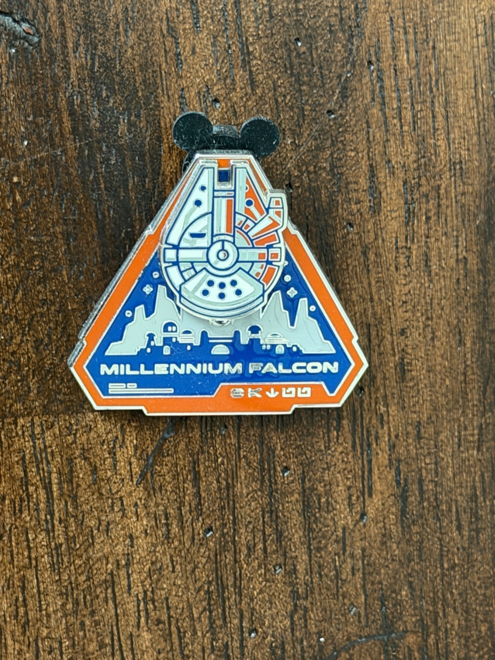 Star Wars Millennium Falcon Enamel Pin - Orange & Blue